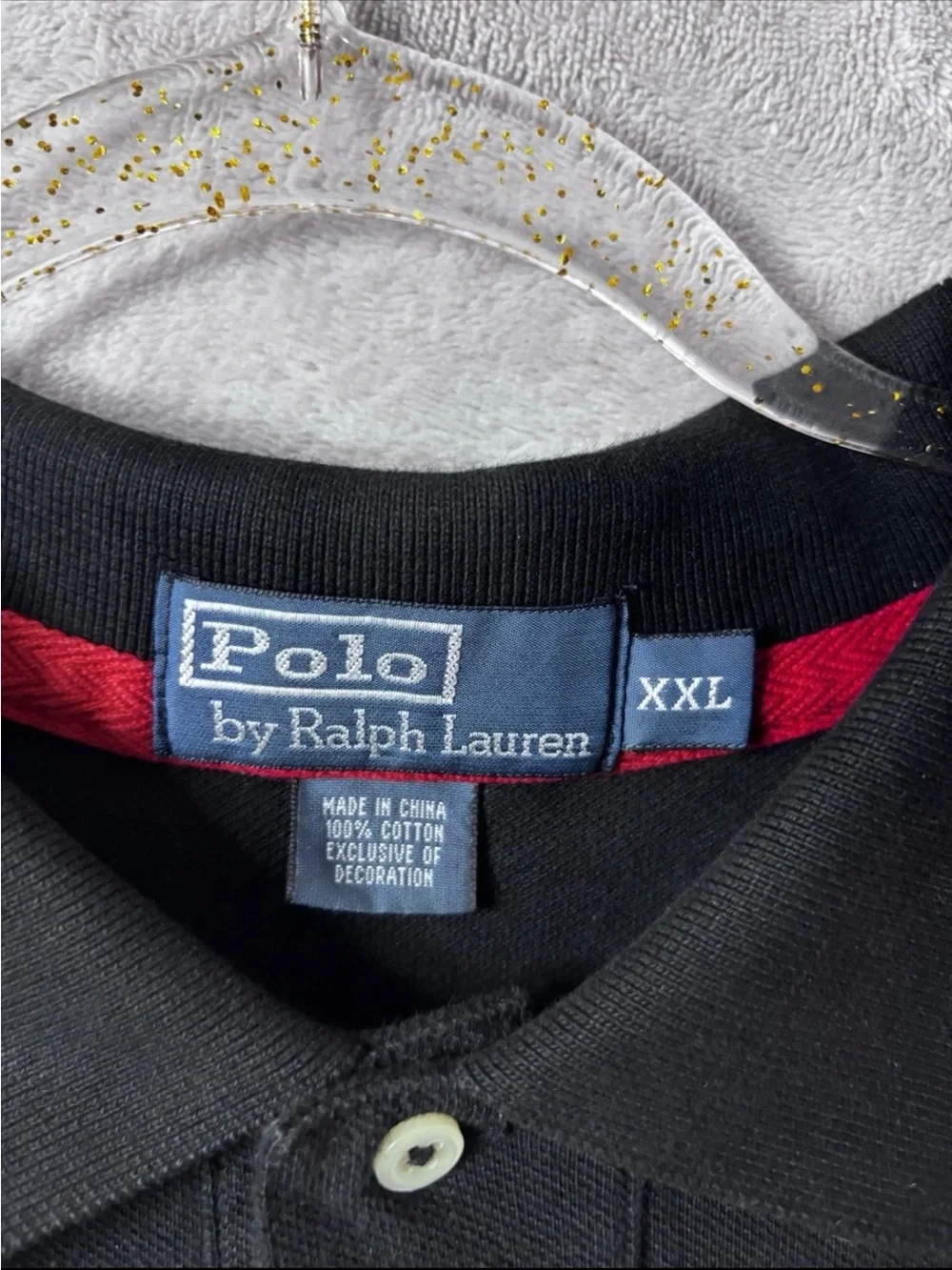 Polo Ralph Lauren Mens 2XL Black Polo Shirt Red Crest Logo Classic Fit